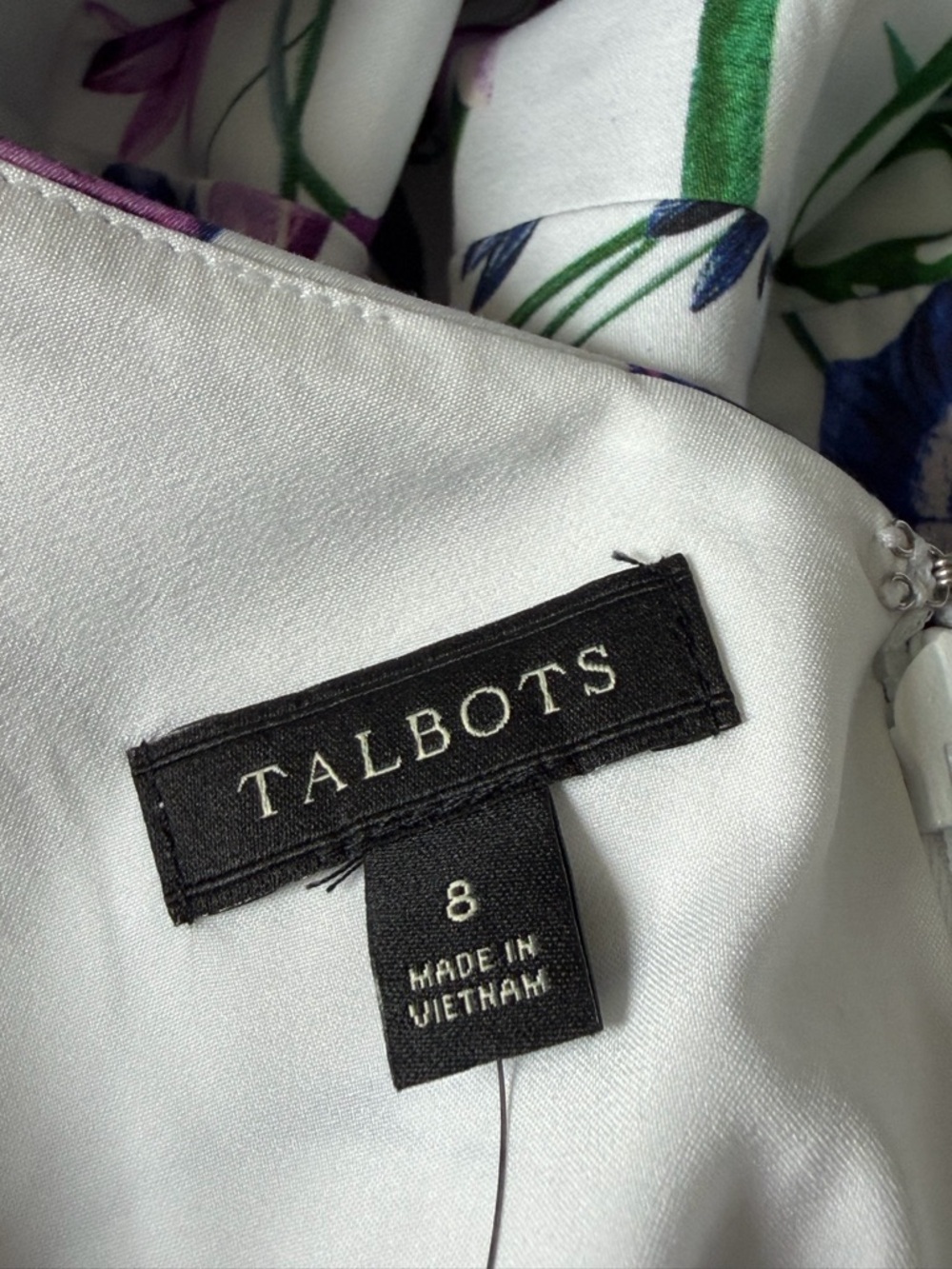 New! Talbots White Sateen Botanical Gardens Sheath Dress Size 8 54929 - Picture 10 of 13